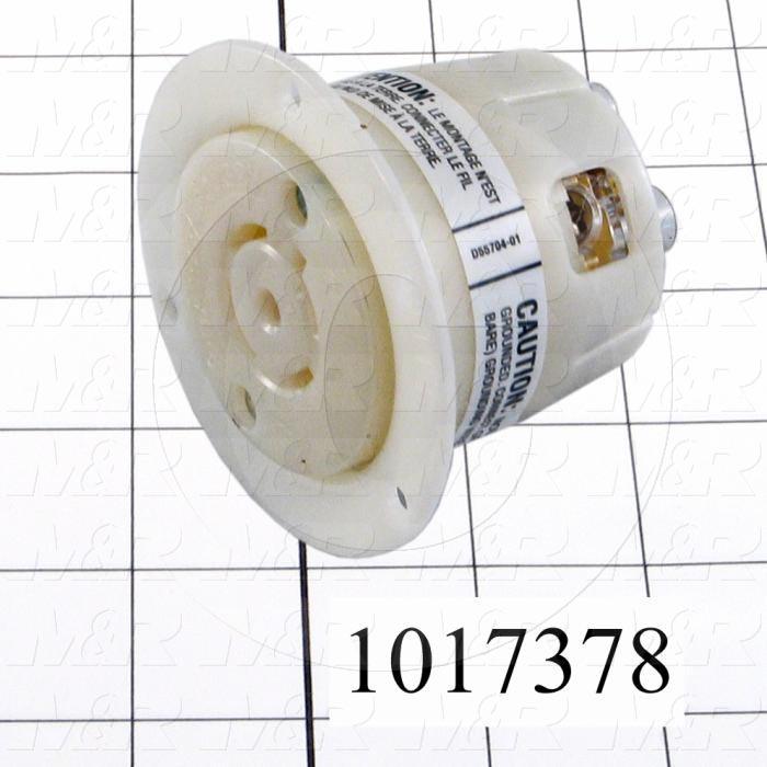 Connector for Power, Flanged Outlet, 4 Poles, 5 Wires, 277/480VAC, 3 Phase, 20A, NEMA L22-20R