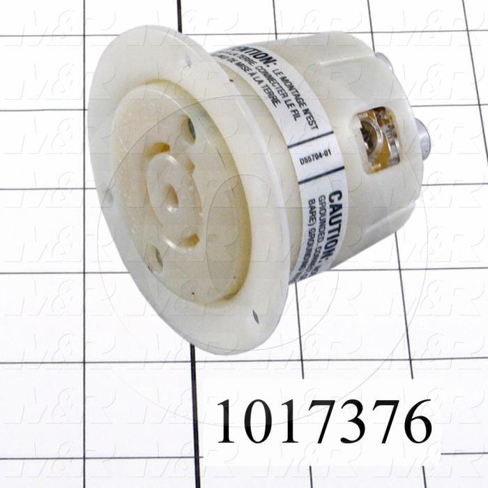 Connector for Power, Flanged Outlet, 4 Poles, 5 Wires, 277/480VAC, 3 Phase, 30A, NEMA L22-30R