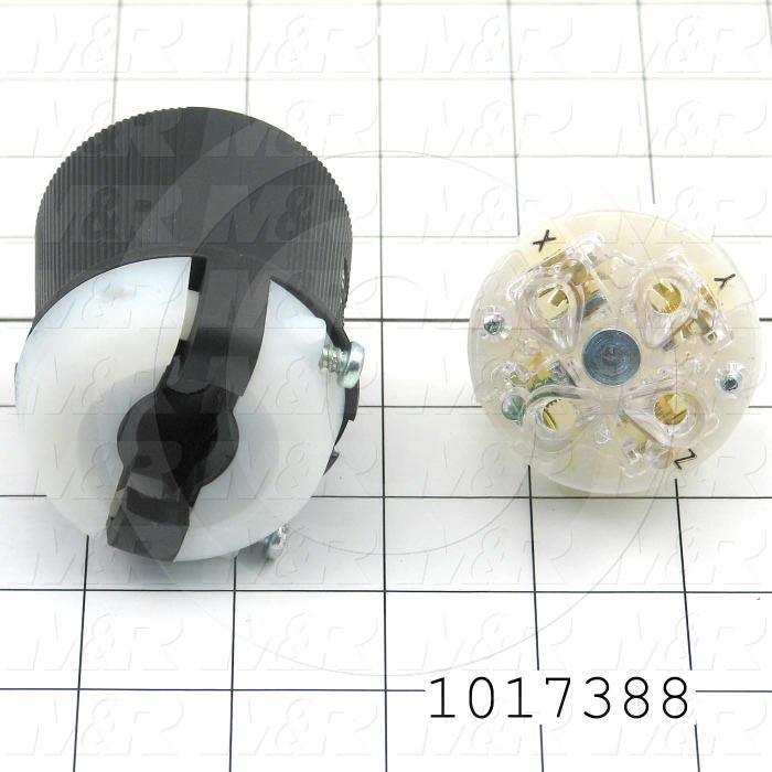 Connector for Power, Insulgrip Plug, 3 Poles, 4 Wires, 600V, 3 Phase, 30A, NEMA L17-30P