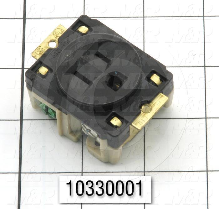 Connector for Power, Receptacle, 2 Poles, 3 Wires, 125V, 15A, NEMA 5-15R