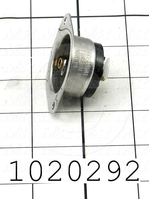 Connector for Power, Three Way Locking, Receptacle, 2 Poles, 3 Wires, 125V, 15A