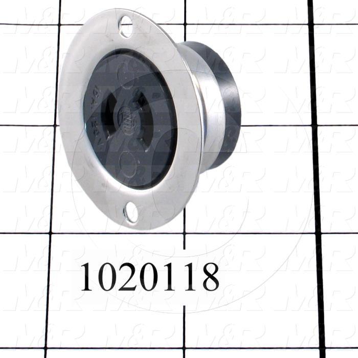 Connector for Power, Twist lock, Flanged Outlet, 2 Poles, 2 Wires, 15A