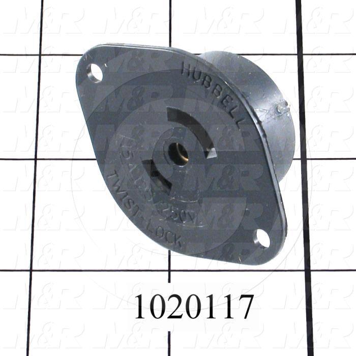 Connector for Power, Twist lock, Flanged Outlet, 3 Poles, 3 Wires, 125V, 15A