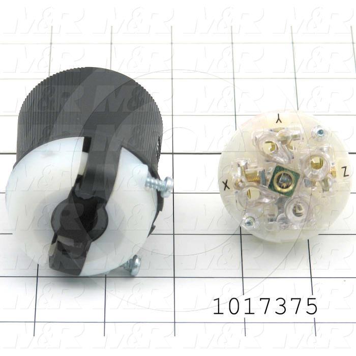 Connector for Power, Twist lock, Male Plug, Insulgrip, 4 Poles, 5 Wires, 277/480VAC, 3 Phase, 20A