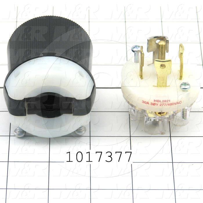 Connector for Power, Twist lock, Male Plug, Insulgrip, 4 Poles, 5 Wires, 277/480VAC, 3 Phase, 30A