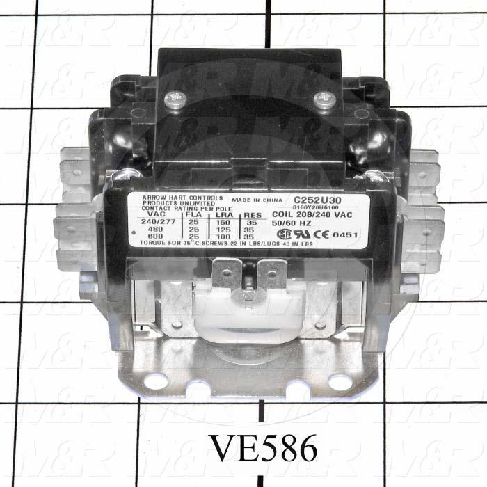 Contactor, 2 Poles, 120VAC Coil, 25A