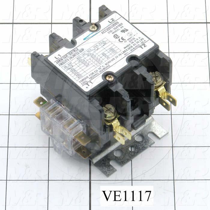 Contactor, 2 Poles, 25A, 120VAC