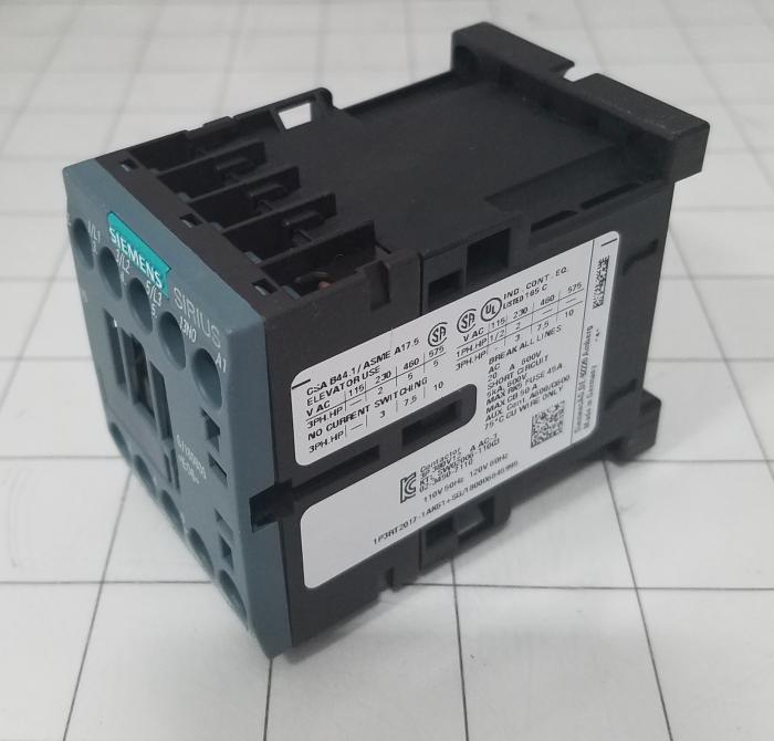 Contactor, 3 Poles, 120VAC Coil, 20A, 3 HP @ 3PH 200VAC, 575VAC, 7.5 HP @ 3PH 460VAC, 1 NO Contacts, Screw Terminal Connection
