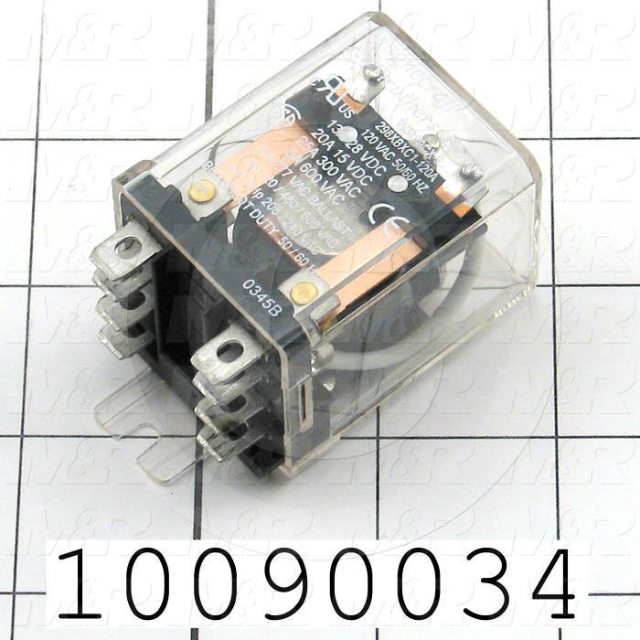 Control Relay, 2 Poles, 120VAC Coil Voltage, DPDT, 25A