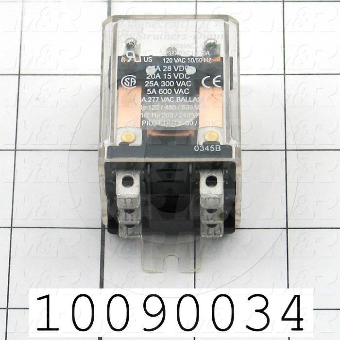 Control Relay, 2 Poles, 120VAC Coil Voltage, DPDT, 25A