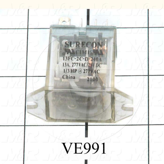 Control Relay, 2 Poles, 240VAC Coil Voltage, DPDT, 13A, 277VAC/28VDC