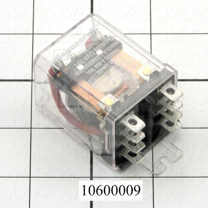 Control Relay, 2 Poles, 240VAC Coil Voltage, DPDT, 30A, 240VAC