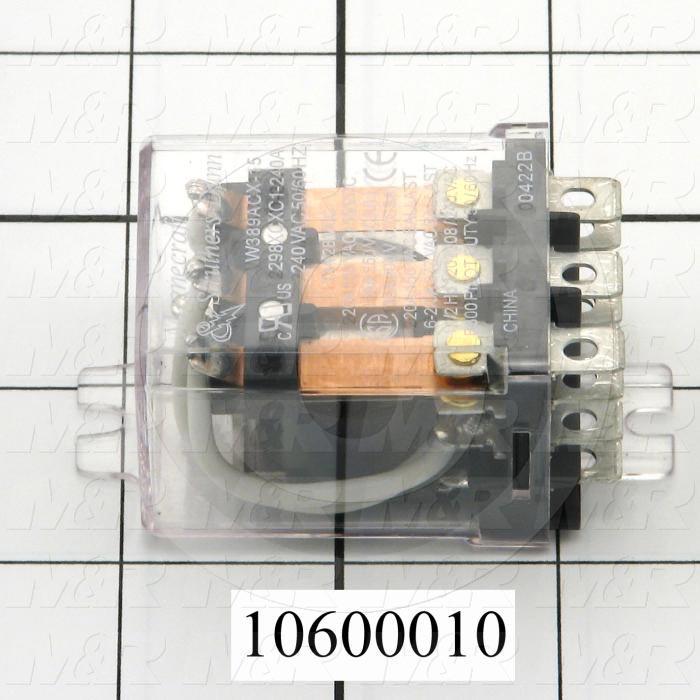 Control Relay, 240VAC Coil Voltage, 3PDT, 20A, Plug-in