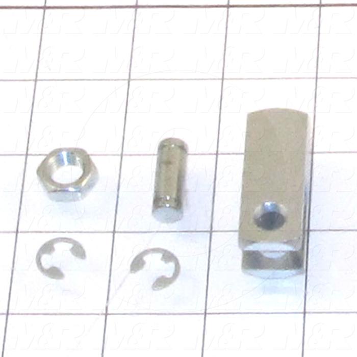 Cylinder Clevis, 7/16-20 Thread Size, 0.88 in. Width, 1.69" Length, .38"OD Pin Size, Include Pin, 2 Retaining Rings, Nut