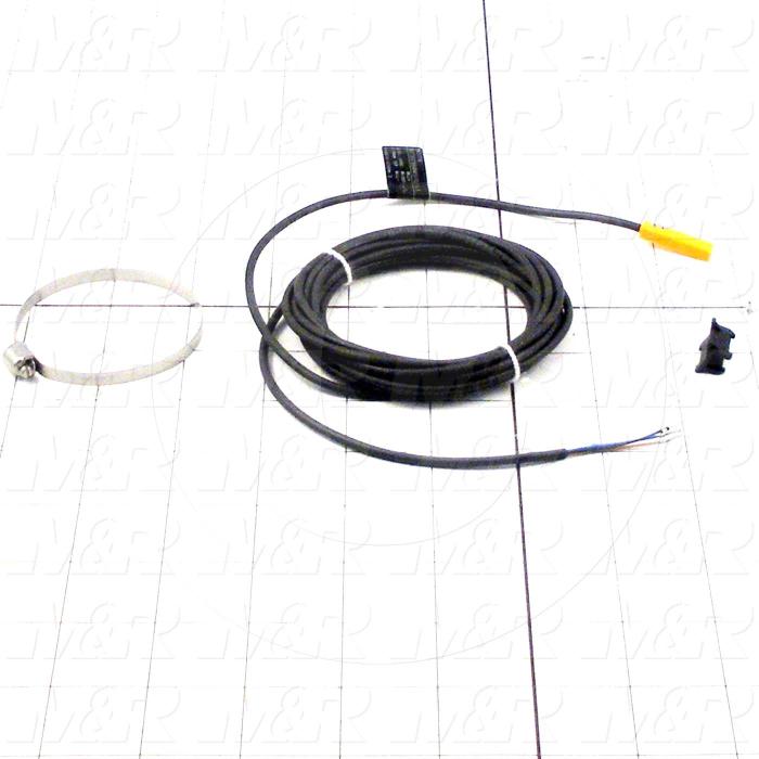 Cylinder Sensor, 3-Wire NPN, Normally Open, 3m Cable, 50mm Piston Diameter, 30VDC, With Strap