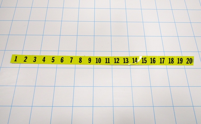 Decals & Documents, Alpha Numeric Decal Sheet, Black On Yellow 1-20 Numbers & Alpha A-I