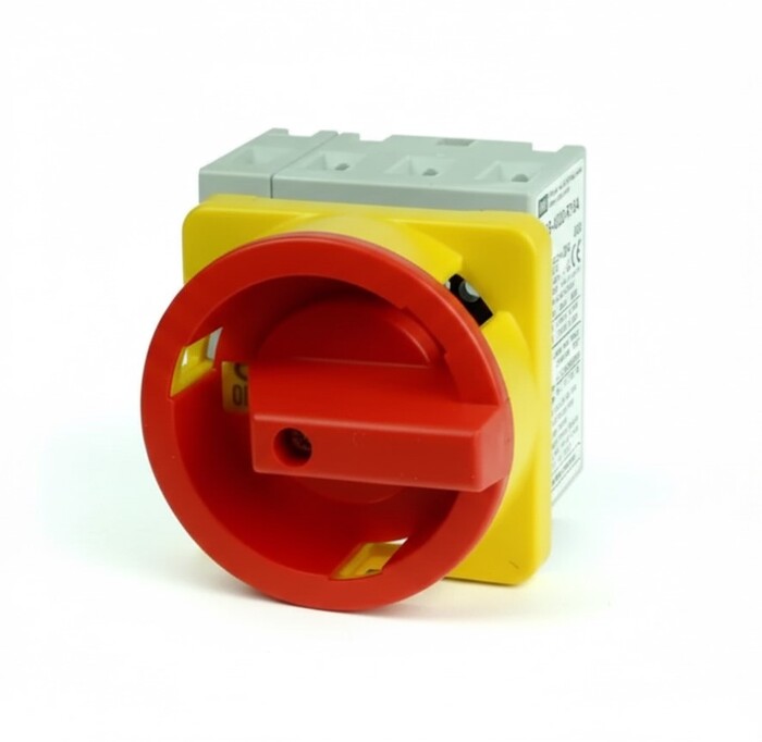 Disconnect Switch, 125A, 4 Poles, Yellow and Red Handle