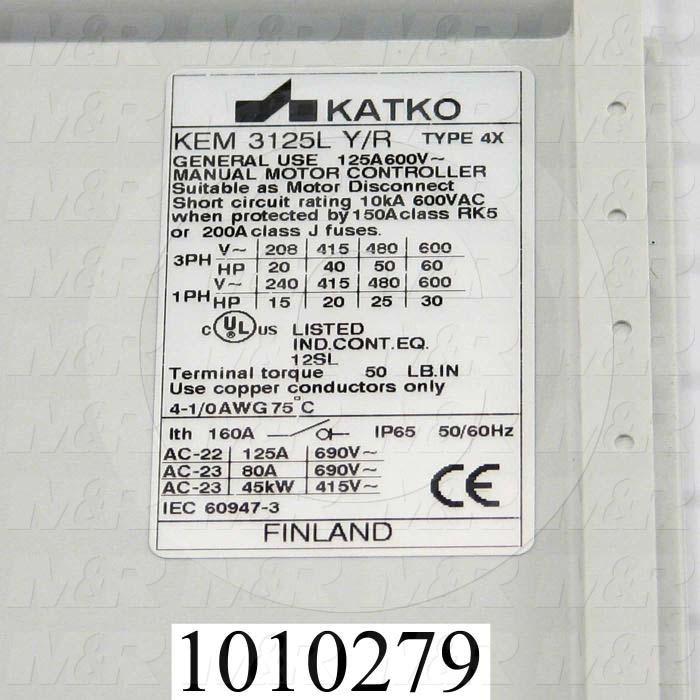 Disconnect Switch, Enclosed, Non Fusible, 600VAC, 125A, 1pole