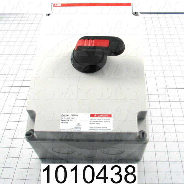 Disconnect Switch, Enclosed, Non Fusible, 600VAC, 80A, 3 Poles, Enclosure Type NEMA 3R/12