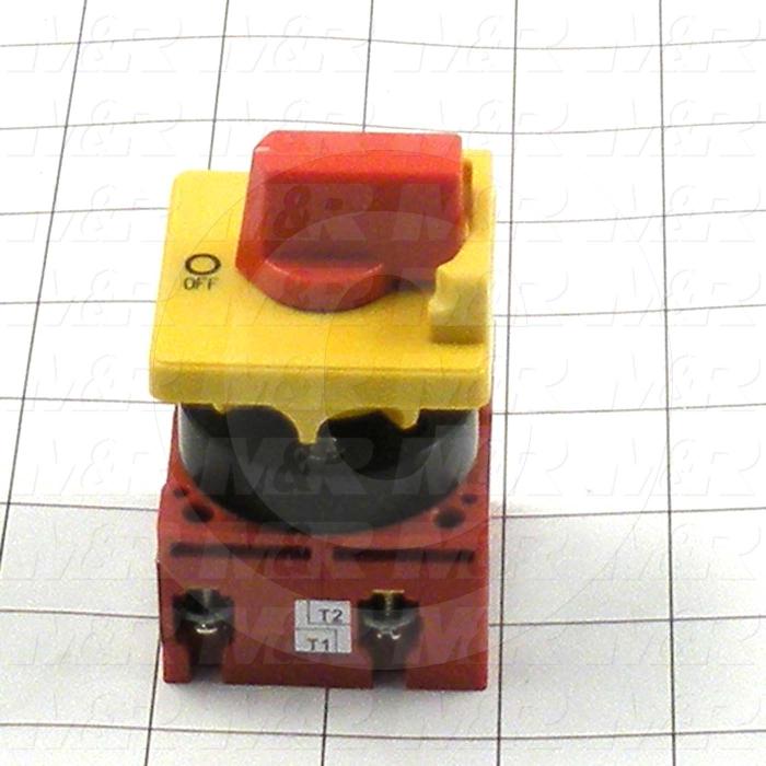 Disconnect Switch, Rotary Cam Switch, 240VAC, 20A, 3 Poles, Yellow and Red Handle