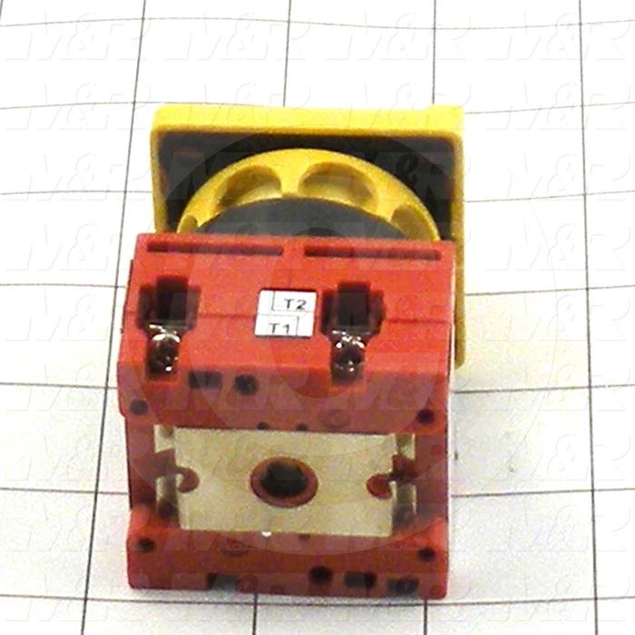 Disconnect Switch, Rotary Cam Switch, 240VAC, 20A, 3 Poles, Yellow and Red Handle