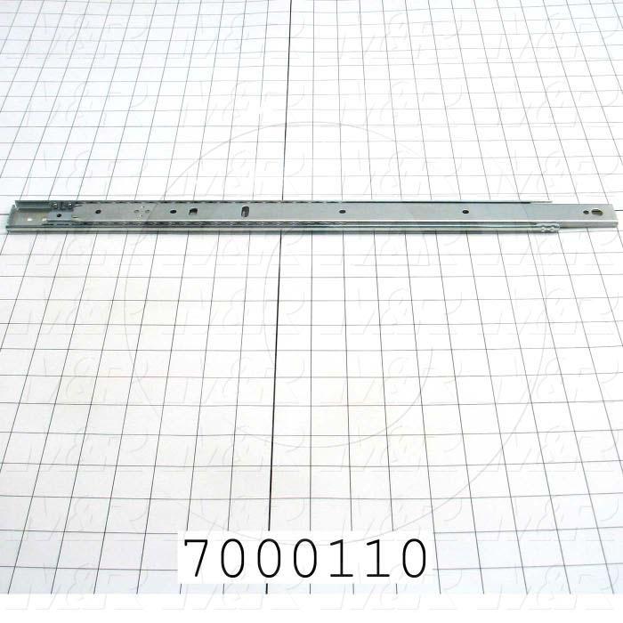 Drawer Slides, Lock-Out with Front Disconnect Type, 18" Closed Length, 13" Travel Legth, 1.38" Hight, .38" Width, 140 Lb Load Rating