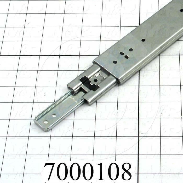 Drawer Slides, Side-Mount Lock-Open Precision Type, 26" Closed Length, 27" Travel Legth, 2" Hight, 1/2" Width, 127 Lb Load Rating