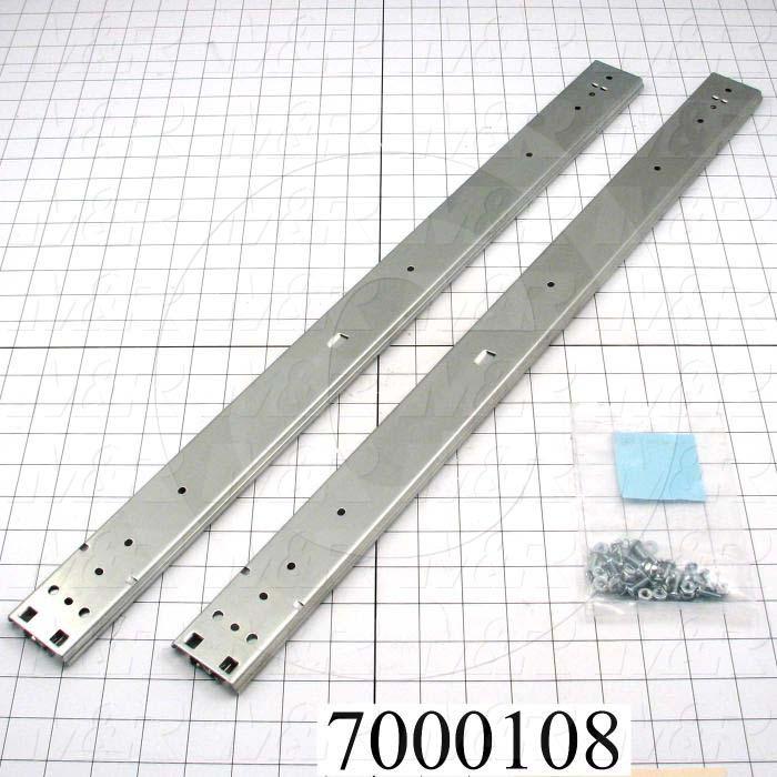 Drawer Slides, Side-Mount Lock-Open Precision Type, 26" Closed Length, 27" Travel Legth, 2" Hight, 1/2" Width, 127 Lb Load Rating