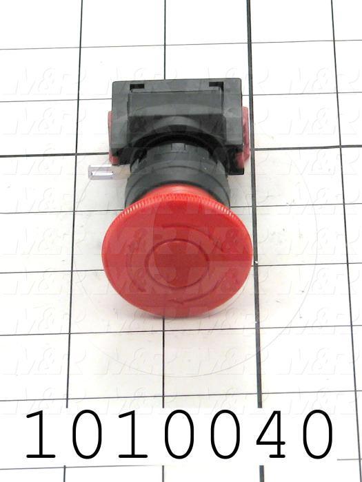 Emergency-Stop Switch, Unibody, Push-Pull, 30mm, 40mm Mushroom, 1NC, Non-Illuminate