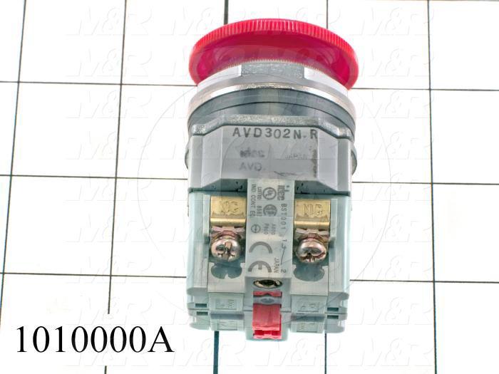 Emergency-Stop Switch, Unibody, Pushlock Turn Reset, 30mm, 40mm Mushroom, 2NC, Non-Illuminate