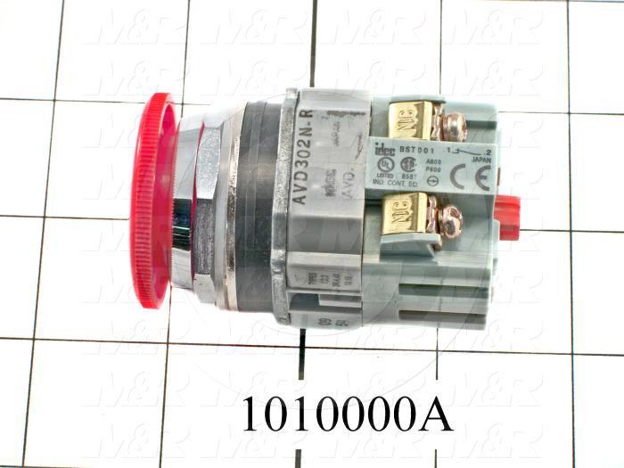 Emergency-Stop Switch, Unibody, Pushlock Turn Reset, 30mm, 40mm Mushroom, 2NC, Non-Illuminate