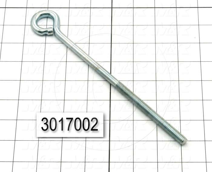 End Fitting, Eye Bolt, 3/8-16 Thread Size, 8.00 in. Thread Length, Steel Material, Finish Zinc