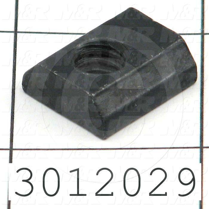 Extrusions and Accessories, Standard T-Nut, 0.687" Overall Length, 0.63" Width, Height 0.25", 1/4"-20 Thread Size, Black Zinc