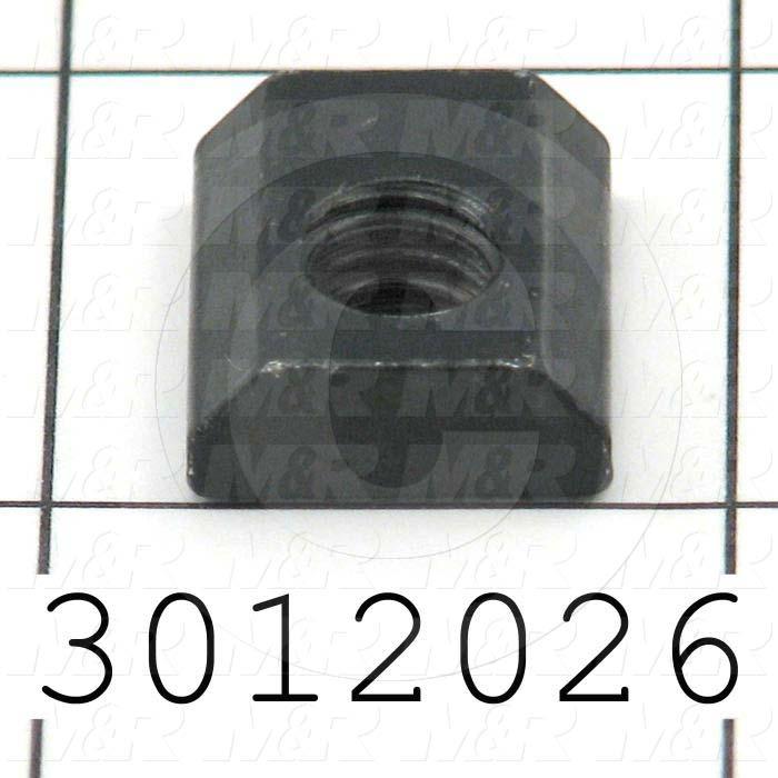 Extrusions and Accessories, Standard T-Nut, 0.687" Overall Length, 0.63" Width, Height 0.25", 5/16-18 Thread Size, Black Zinc