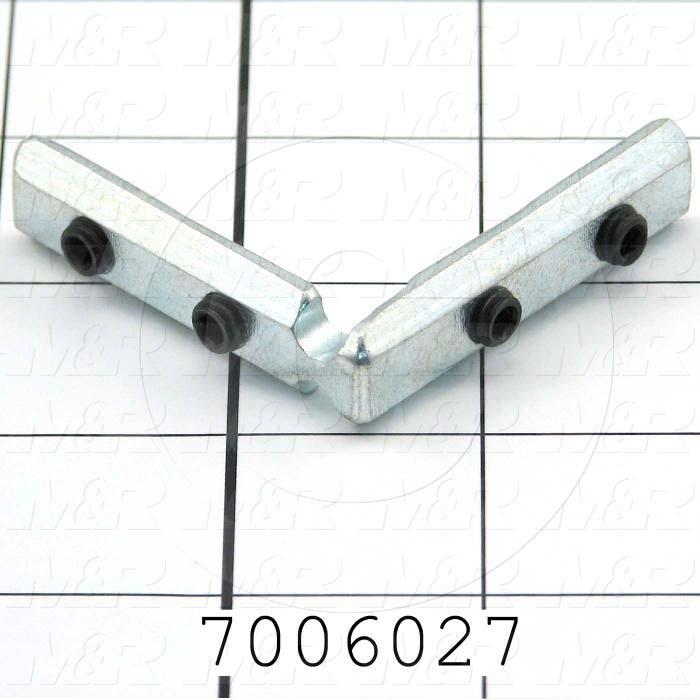 Extrusions and Accessories, T-Slot Corner Bracket, 2.00 in. Overall Length, 0.50" Width, Height 2.00 in., 1/4"-20 Thread Size, Steel, Zinc Plated