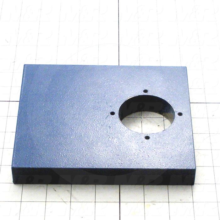 Fabricated Parts, Bearing Block, 7.50 in. Length, 6.50 in. Width, 1.00 in. Thickness, Painted Blue Finish