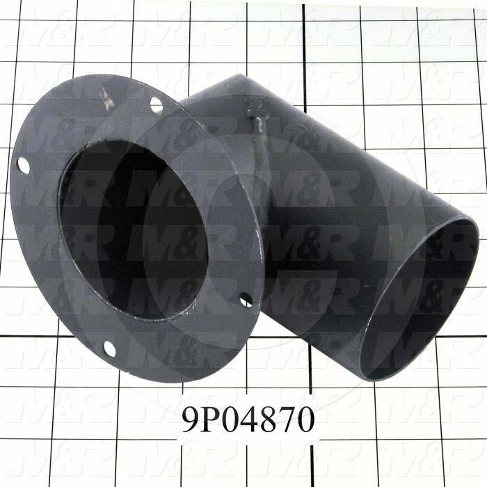 Fabricated Parts, Blow Back Elbow Weldment, 5.25 in. Length, 5.00 in. Width, 4.00 in. Height, Painted Black Finish