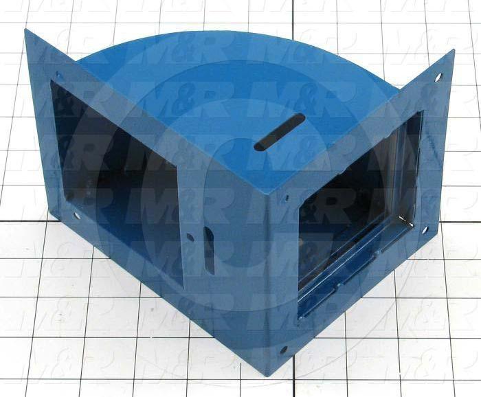 Fabricated Parts, Blower Stand Weldment, 6.13 in. Length, 5.00 in. Width, 5.00 in. Height, Painted Blue Finish