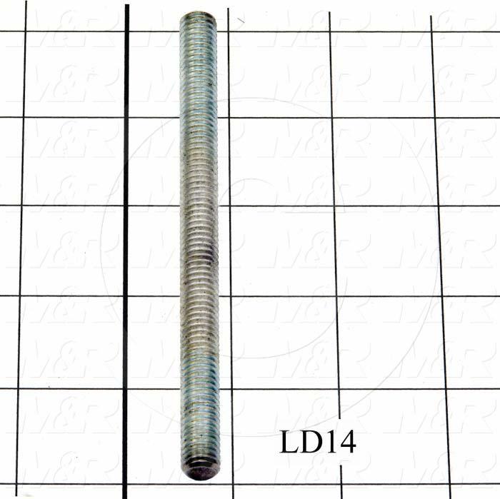 Fabricated Parts, Capacitor Mounting Screw, 5.00 in. Length, 3/8-16 Thread Size, Threaded Steel Rod, Zinc Plated Finish