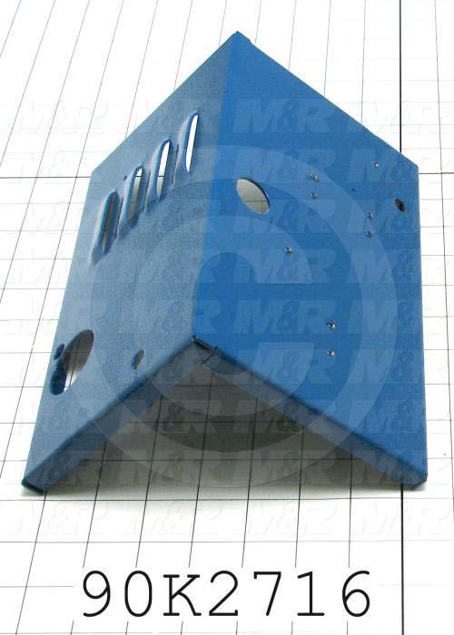 Fabricated Parts, Control Box Back Channel 9.69", 9.69 in. Length, 5.77 in. Width, 5.61 in. Height, 14 GA Thickness, Painted Blue Finish
