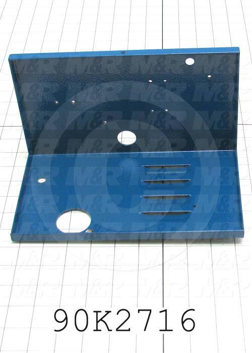 Fabricated Parts, Control Box Back Channel 9.69", 9.69 in. Length, 5.77 in. Width, 5.61 in. Height, 14 GA Thickness, Painted Blue Finish