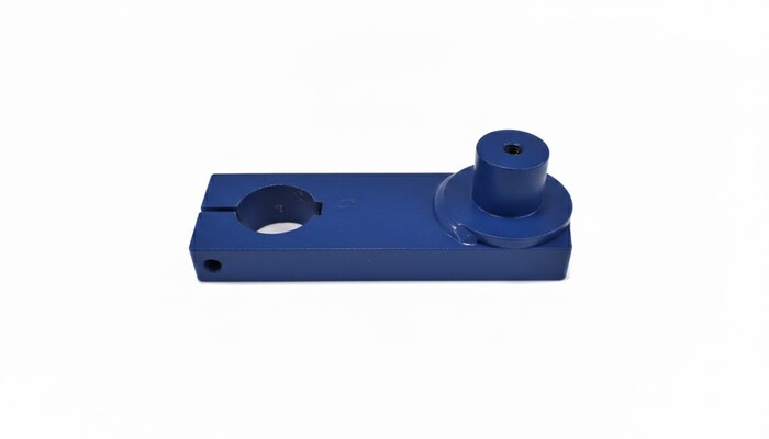Fabricated Parts, Crank Base Weldment 6 Col, 7.32 in. Length, 2.50 in. Width, 2.26 in. Height, Painted Blue Finish