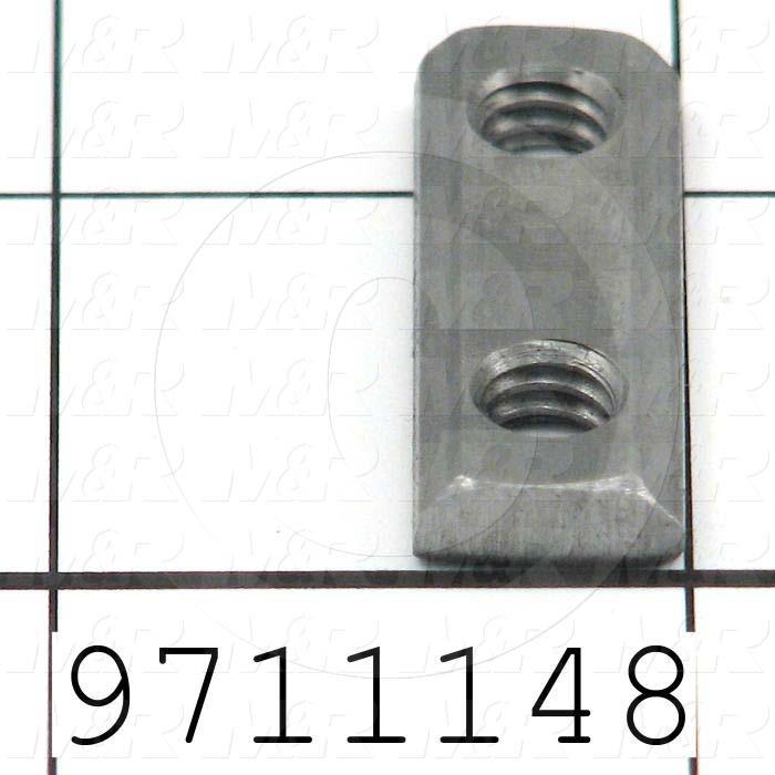 Fabricated Parts, Double Economy T-Nut, 1.22 in. Length, 0.44 in. Width, 0.19 in. Thickness, Break All Sharp Edges