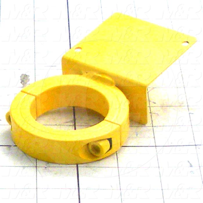 Fabricated Parts, Emergency Stop Brkt, 53.63 in. Length, 3.00 in. Width, 1.25 in. Height, Safety Yellow Finish