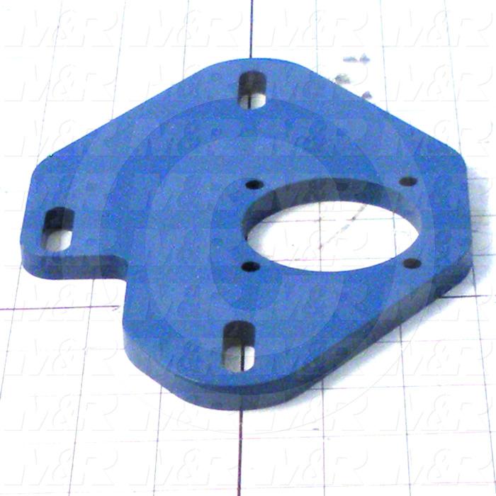Fabricated Parts, Gear Motor Offset Mtg Brkt., 7.38 in. Length, 4.25 in. Width, 3/8 in. Thickness, Painted Blue Finish