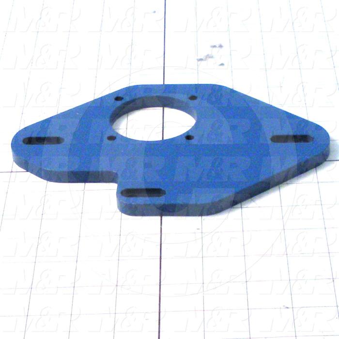 Fabricated Parts, Gear Motor Offset Mtg Brkt., 7.38 in. Length, 4.25 in. Width, 3/8 in. Thickness, Painted Blue Finish