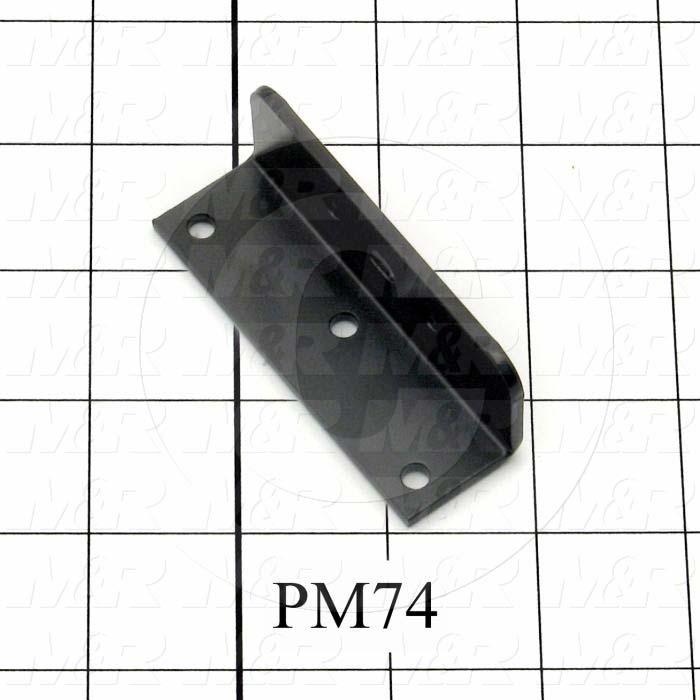 Fabricated Parts, Glass Frame Lift Arm Bracket, 3.00 in. Length, 1.00 in. Width, 0.88 in. Height, 11 GA Thickness, Black Finish