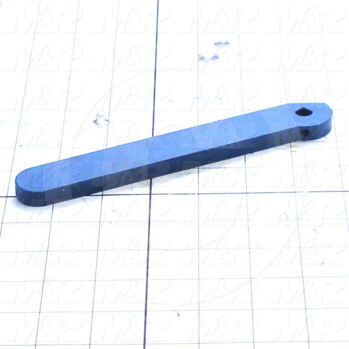Fabricated Parts, Handle Lever, 7.31 in. Length, 1.00 in. Width, 0.38 in. Thickness, Painted Blue Finish