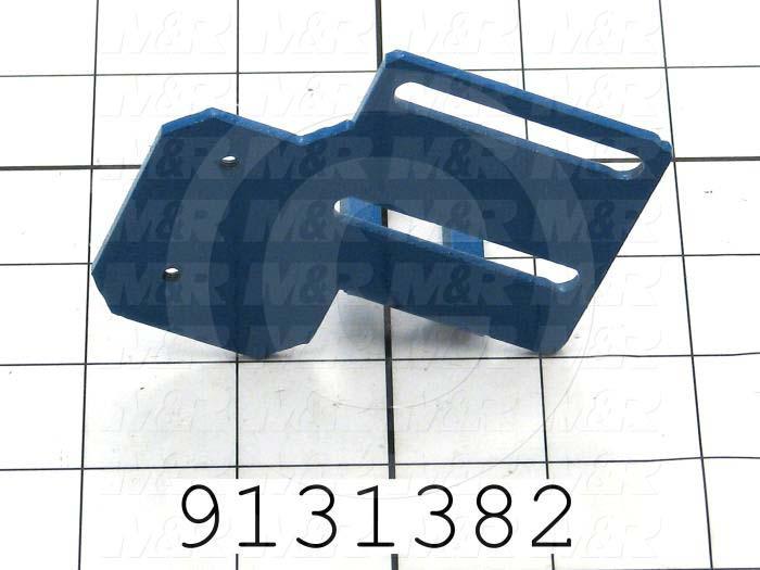 Fabricated Parts, Home Prox Mtg Bracket, 3.11 in. Length, 2.63 in. Width, 1.88 in. Height, 11 GA Thickness, Painted Blue Finish