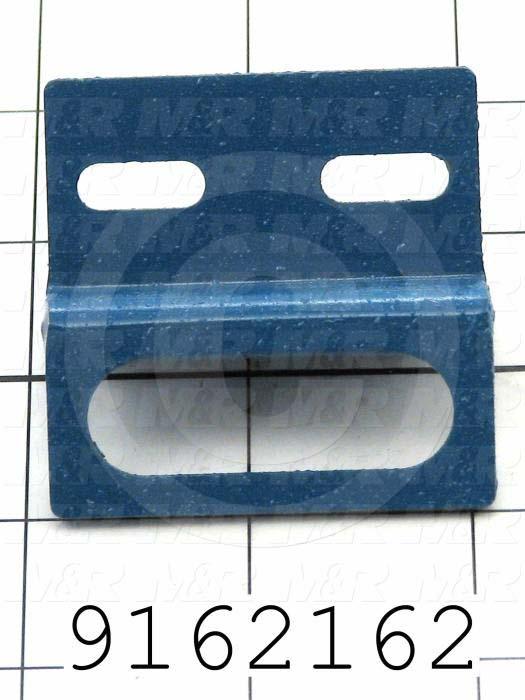 Fabricated Parts, Index Home Prox Mtg Brkt, 2.13 in. Length, 2.00 in. Width, 1.38 in. Height, 11 GA Thickness, Painted Blue Finish